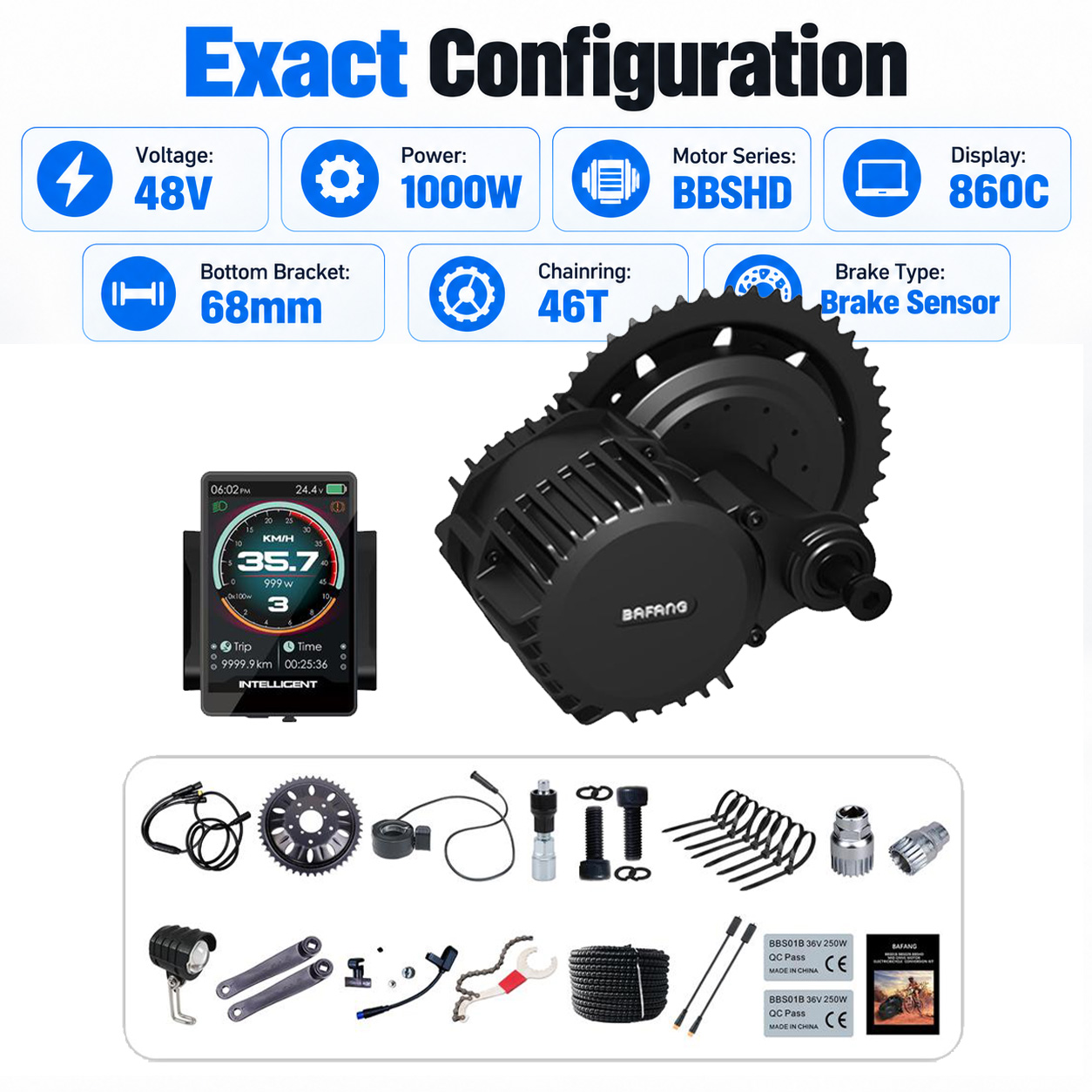 مجموعة محرك BAFANG 48 فولت 100 - مراجعة Mid Drive Conversion Kit 1000W وسعره